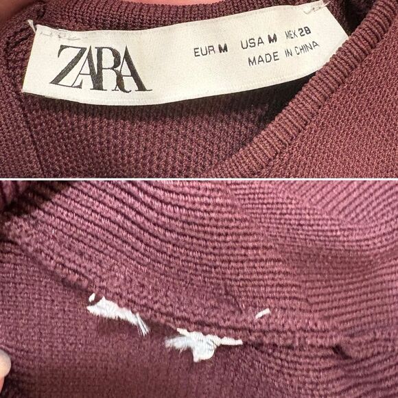 ZARA Brown Maroon Sweater Dress Size M - Picture 9 of 11